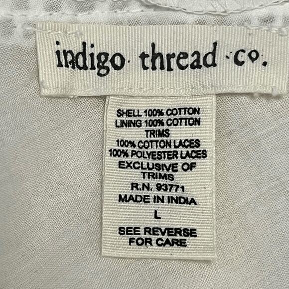Indigo Thread Co. Mixed Media Angel Sleeve V-Neck Tunic Swim Cover-Up Sz L - Picture 2 of 7